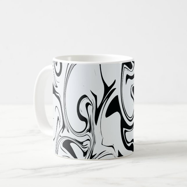 Marble Swirl Struktur - Black and White Tones Kaffemugg (Framsida vänster)