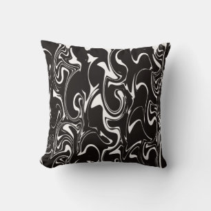 Marble Swirl-struktur - Inverterad svart och vit t Kudde