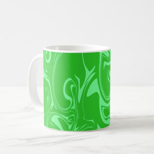 Marble Swirl Struktur - Mörk och lätta Gröntar Kaffemugg (Framsida vänster)
