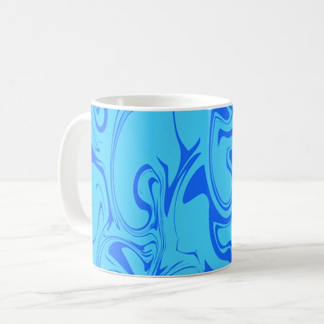 Marble Swirl Struktur - Ocean Blue Tones Kaffemugg (Framsida vänster)