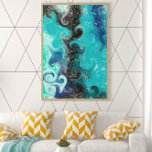 Marble Swirls Canvastryck<br><div class="desc">Teal, Blue and Black Fluid Art Marble Swirls Digital Art. Detta gör du för att se ut som en rosmålning i digital stil.</div>