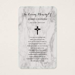 Marble Sympathy Funeral Memorial Prayer Cards Visitkort