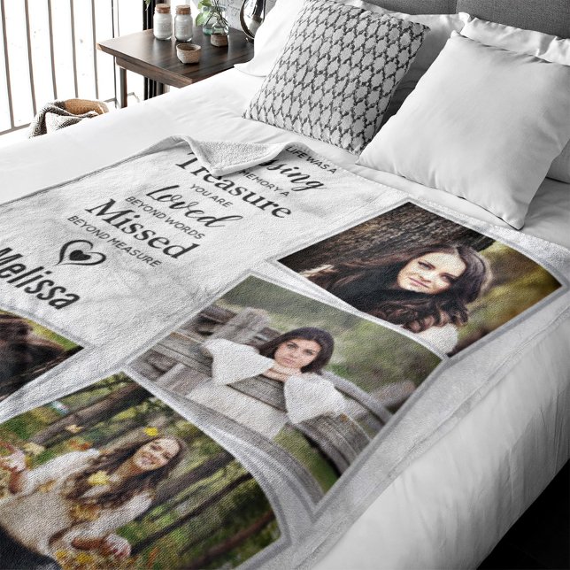 Marble Sympathy Memorials bevarar fotokollage Fleecefilt (Skapare uppladdad)