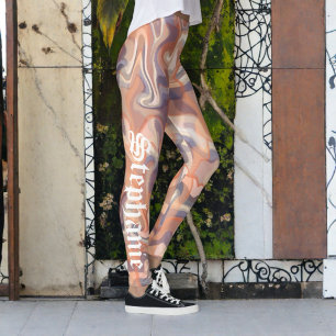 "Marble tartan sött skript namn boho terracotta Leggings