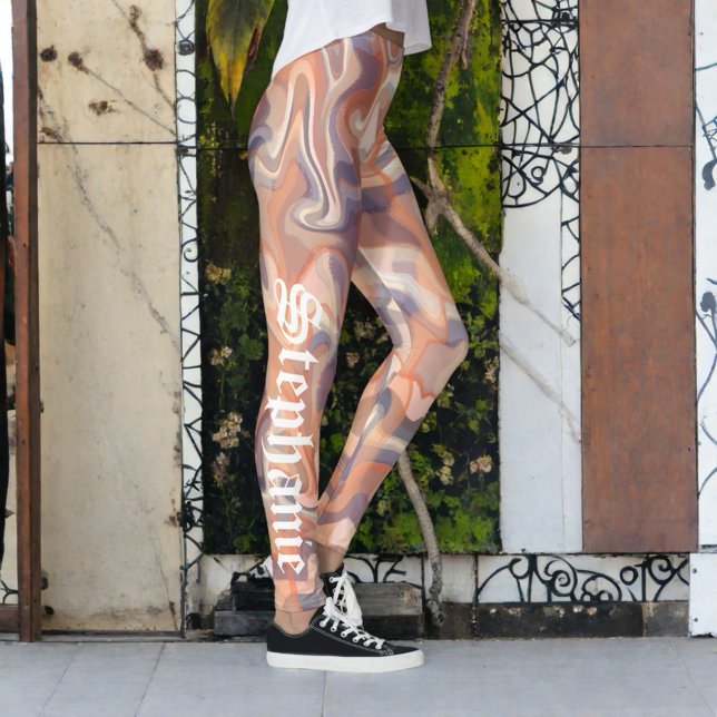 "Marble tartan sött skript namn boho terracotta Leggings (Skapare uppladdad)