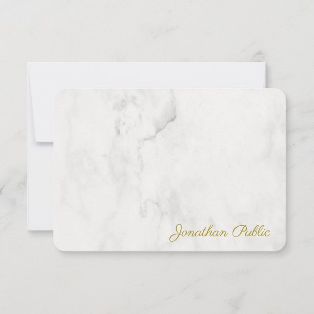 Marble Template Guld för monogrammad Elegant Anteckningskort (Framsida)
