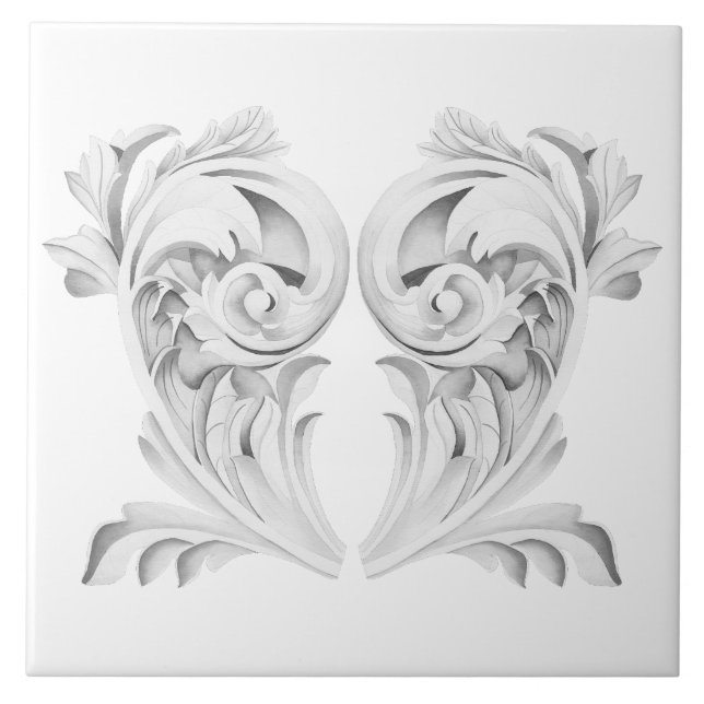 Marble Tendrils på en vit keramik Tile Kakelplatta (Framsidan)