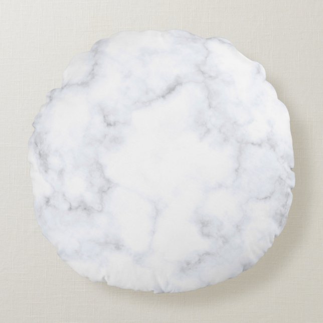 Marble texture white pattern rund kudde (Framsidan)
