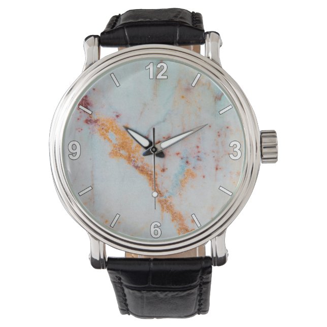 Marble Texture Wrist Watch Modern Minimal Style Armbandsur (Framsida)