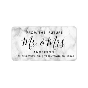 Marble The Future Mr och Mrs Anpassningsbar Script Adressetikett