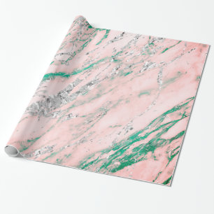 Marble Tiffany Silver Grått Rosa ros Stone Pastel Presentpapper