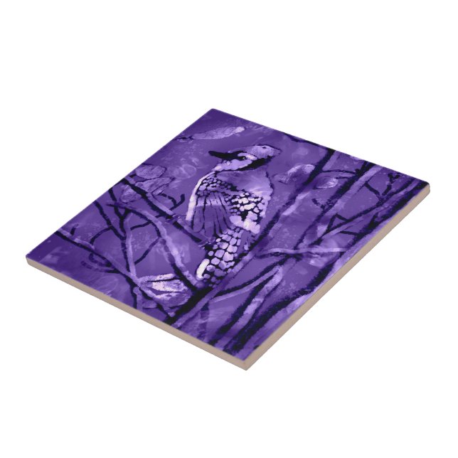 Marble Tile med Blue Jay Bird Abstrakt Art Design Kakelplatta (Sidan)