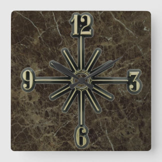 Marble Tile Sunburst Dial Wall Clock Fyrkantig Klocka