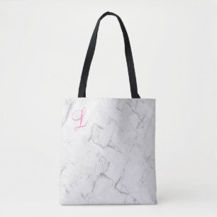Marble Tote Bag med initial mogrammad Tygkasse