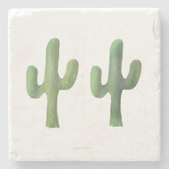 Marble Trivet | Cacti Set Stenunderlägg (Framsidan)