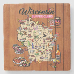 Marble Underlägg - Wisconsin Supper Klubb Karta
