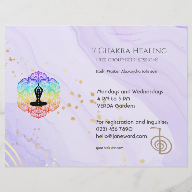 Marble Vågar Chakra Energy Healer Reiki Vågrät Reklamblad (Framsidan)