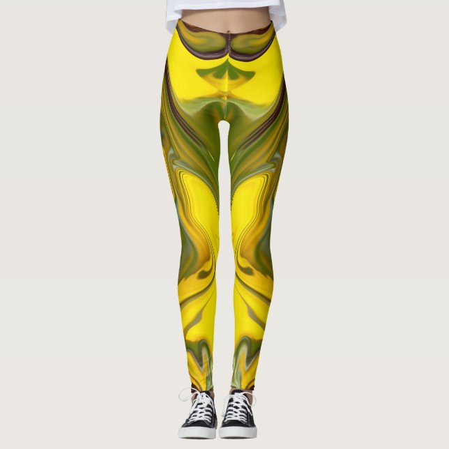 Marble Vågar Gult Digital Papper-55448 Leggings (Framsida)