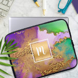 Marble Vattencolor guld lila aqua grönt monogram Laptop Fodral<br><div class="desc">En glatt faux-guld-folieruta med ett skript-typografi-monogram täcker till att börja med rik, guld, lila, grönt, akvarier och rosa vattenfärgsbakgrund på denna elegant, trendig, girly, monogram neoprene laptop sleeve. Gör en roligt och snyggt påstående varje gång du användor den. Laptop sleeve finns i tre storlekar: 15, 13 och 10 tum. En...</div>