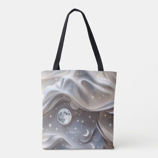 Marble Vit Måne Minimal Sten Estetik Tygkasse (Baksida)