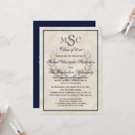 Marble WAN Monogram Classic College Graduation Inbjudningar