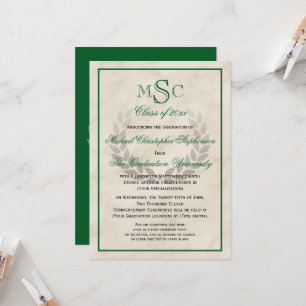 Marble WAN Monogram Classic College Graduation Inbjudningar