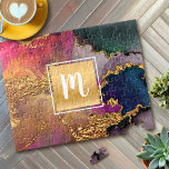 Marble water color, guld lila grönt blue monogram pussel<br><div class="desc">En glatt faux-guld-folie med ett skript-typografi-monogram täcker till att börja med en rik, guld, marinblått, jägare, grönt, rosa och lila vattenfärgsbakgrund på denna elegant, trendig, girig, modern, monogram-pussel. Gör en underbar unik anpassningsbar, personlig för någon speciell! Kommer i en speciell presentlåda. Skriv bara in det första du vill och du...</div>