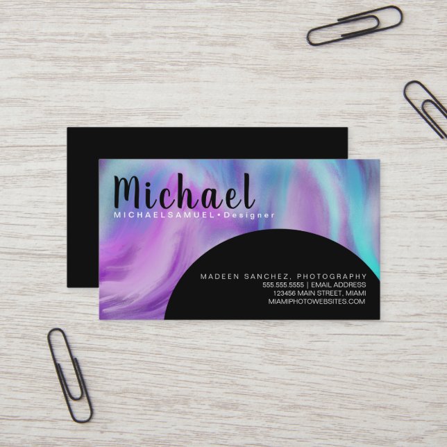 Marble Wave Insida Hair Salon Designer Visitkort (Fram/Back In Situ)