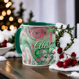 Marble Whimsious söt grönt Red abstrakt modern Mugg