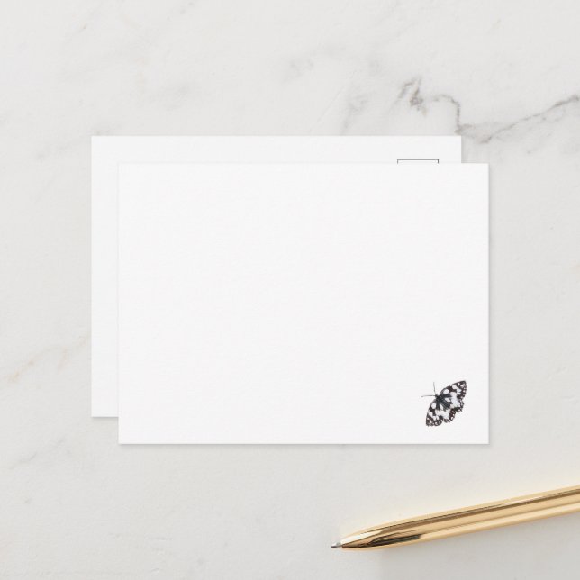 Marble White Butterfly Card Vykort (Fram/Back In Situ)