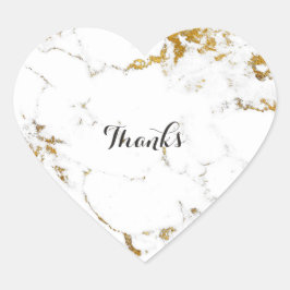 Marble White Carrara Stone Guld Heart Hjärtformat Klistermärke