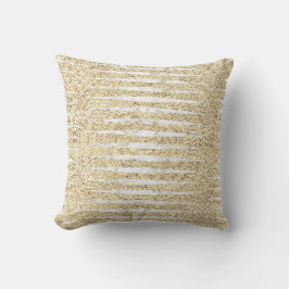 Marble White Grått Faux Guld Glitter Rand Kudde