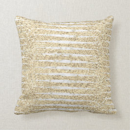 Marble White Grått Faux Guld Glitter Rand Kudde
