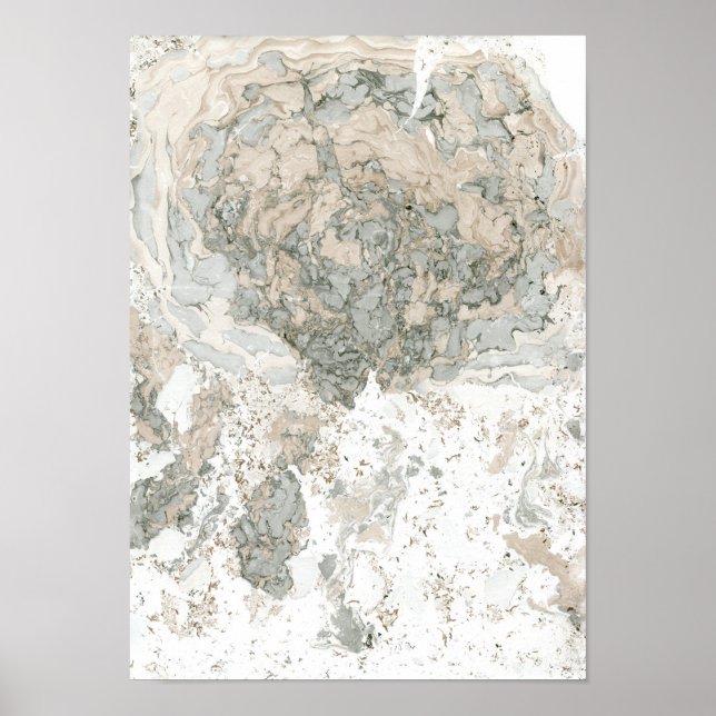 Marble White Grönt Ivory Beige Abstrakt Stone Poster (Framsidan)