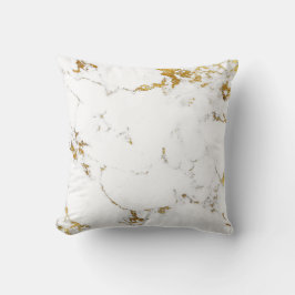 Marble White Guld Abstrakt Stone Elegant Minimal Kudde