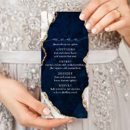 Marble, White & Guld Agate Bröllop Menu Reklamkort