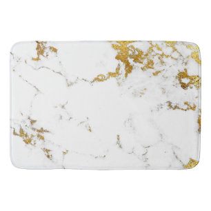 Marble White Guld Grått Carrara Abstrakt Urban Lux Badrumsmatta