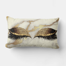 Marble White Guld Grått Silver Glam Makeup Lash Lumbarkudde