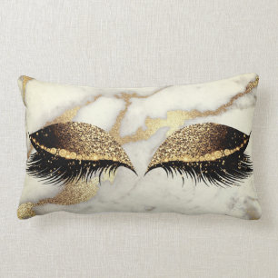 Marble White Guld Grått Silver Glam Makeup Lash Lumbarkudde