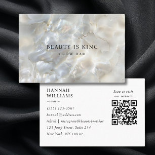 Marble, White-Silver, Salon, OR-kod Visitkort