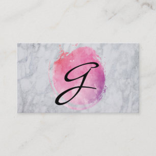 Marble with Artistic Brushed Monogram Visitkort