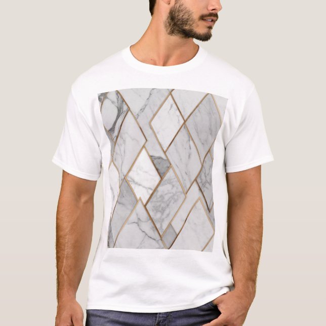 Marble with Geometric Mönster T Shirt (Framsida)
