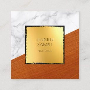 Marble Wood Black Guld Plain Elegant Luxurious Fyrkantigt Visitkort