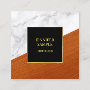 Marble Wood Black Guld Template Elegant Luxury Fyrkantigt Visitkort