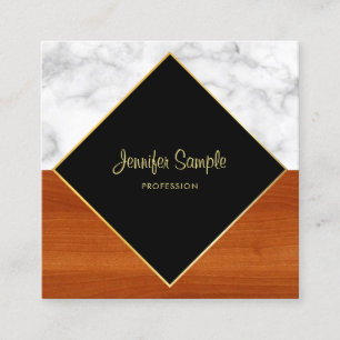 Marble Wood Guld Luxurious Modern Elegant Plain Fyrkantigt Visitkort