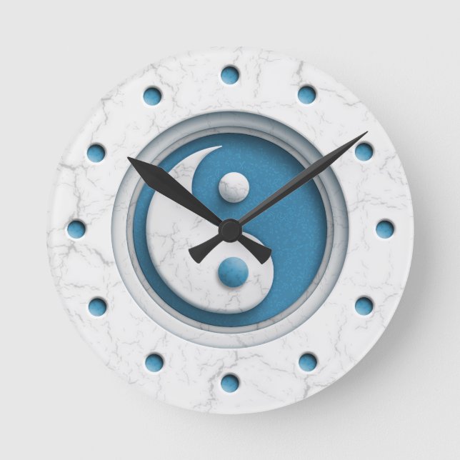 Marble Yin Yang Rund Klocka (Framsida)