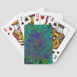 Marbleblå och akmarinblå abstrakt retro virvel casinokort