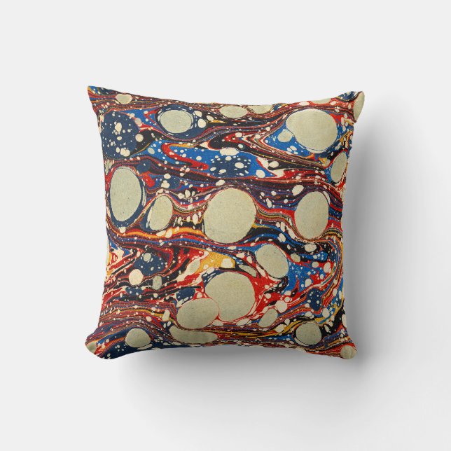MARBLED ABSTRAKT RED BLUE SWIRLS,VITA CIRKLER KUDDE (Framsida)