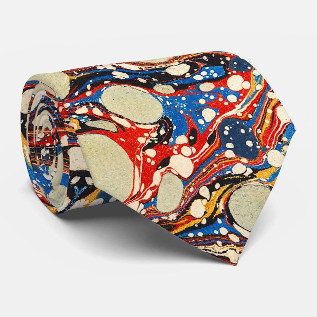 MARBLED ABSTRAKT RED BLUE SWIRLS,VITA CIRKLER SLIPS (Rullad)