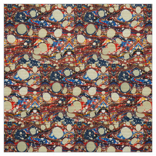 MARBLED ABSTRAKT RED BLUE SWIRLS,VITA CIRKLER TYG